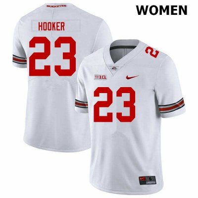 NCAA Ohio State Buckeyes Women's #23 Marcus Hooker White Nike Football College Jersey AJQ4045MY